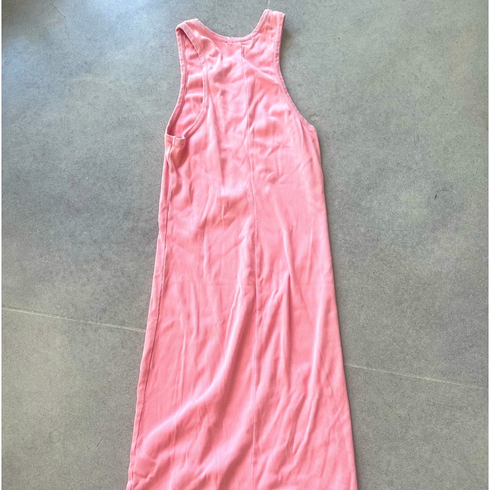 Light Carnation Pink Ribbed Tank Midi Dress Sz L